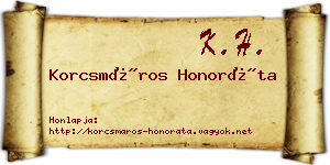 Korcsmáros Honoráta névjegykártya